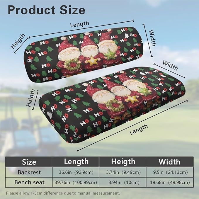 Golf Cart Seat Covers, Universal Fit & Nonskid Bottom Fits for Club Car 2 Person Seats Golf Carts