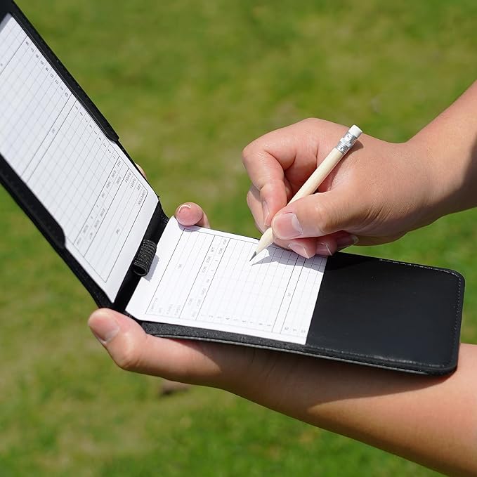 2thpart Astronaut Embroidery Golf Scorecard Holder & Yardage Book Cover, Pencil Included, Black, 7.1" x 4.4"