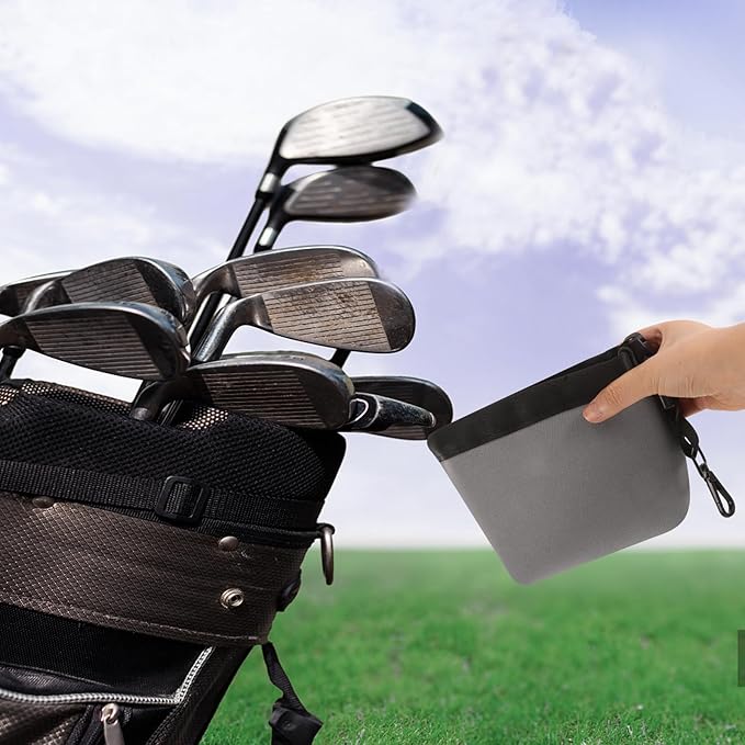 Golf Club Cleaning Pouch with Gear Clip Hook Portable Golf Ball Cleaning Bag Removable Brush Holder for Men for Women