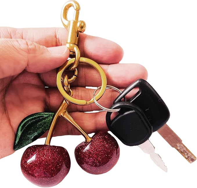 Cherry Bag Charm Purse Handbag Charm Cherry Car Accessories KeyChain Gift for Women Mothers Day Christmas Valentine