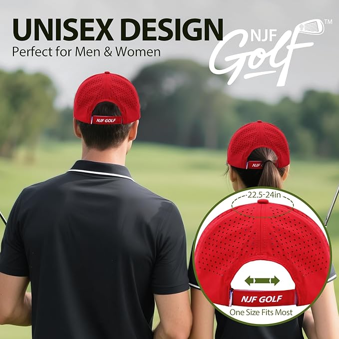 NJF Golf™ Hat Men - Breathable Mens Golf Hats, Adjustable Rope Snapback Cap, Convenient Cap with Tee Holder