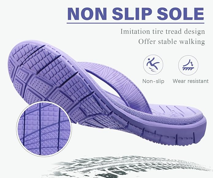 KuaiLu Comfortable Flip Flops for Women with Arch Support Summer Beach Walking Thong Sandals Slip On Indoor Outdoor