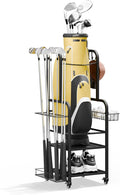 niffgaff Golf Bag Organizer Golfing Storage Stand for Garage Golf Bags Golfing Rack with Wheels Black