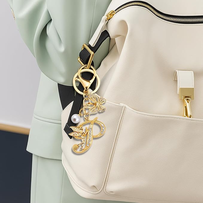 Initial Keychain Bag Charm Women Purse Charms for Handbags Accessories Charm for Wallet Butterfly Pendant for Girls