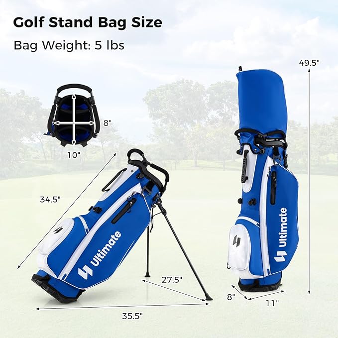 ULTIMATE 12 Pieces Men's Complete Golf Clubs Set w/Golf Stand Bag, 460cc #1 Driver, #3 Fairway, #5 Hybrid, #5#6#7#8#9#P#S Irons, Putter, Full Right-Handed Golf Set for Men