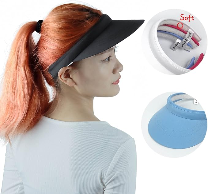 2 Pack Visor Women Men Sun Hat Clip On Visors Adjustable Sport Wide Brim Cap