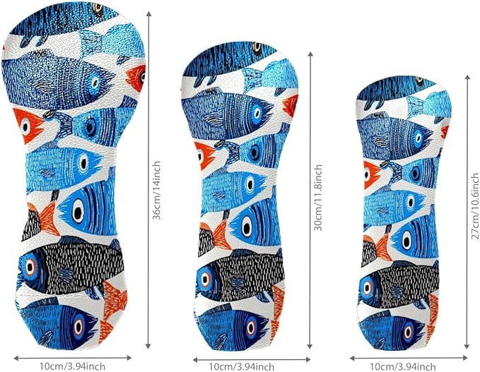 Funny Butterfly Colorful Golf Head Covers for Driver, Fairway, Hybrid & 3 Wood Premium PU Leather with Soft Velvet Lining Waterproof & Scratch-Resistant Unique Golf Gift for Men & Women