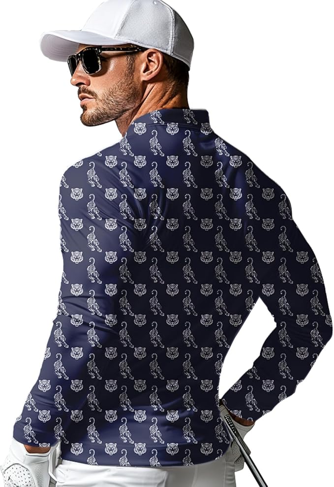 Men's Long Sleeve Golf Shirt Quick Dry 3 Button Work Fishing Outdoor Casual Collar Shirt