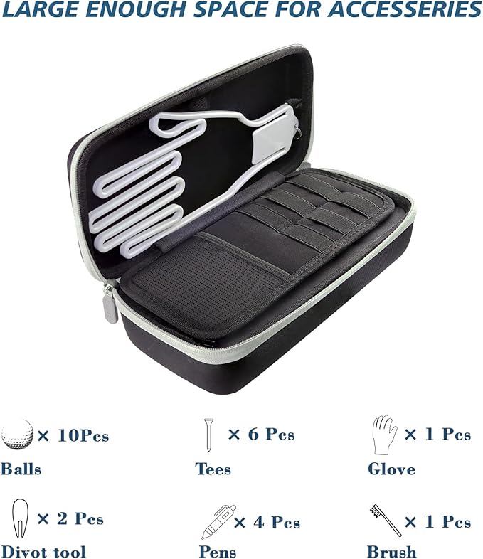 Golf Glove Case, Accessories Caddy Organizer, Storage Pouch Bag, 25x11.4x7.5cm, for Tees Divot Tools Ball Markers, Travel Size for Men Women, Outdoor Golfers, Sports Enthusiasts Practical Solution