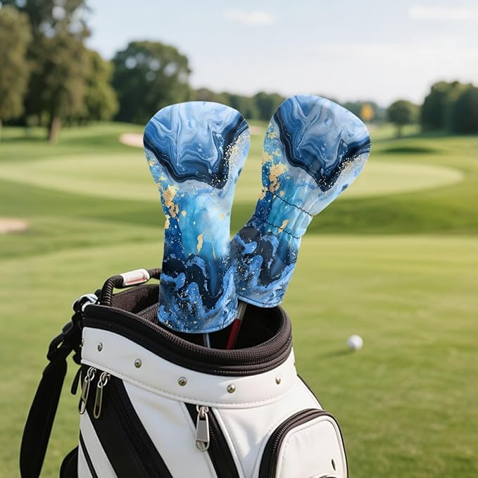 Golf Club Head Covers for Club Protective, Waterproof PU Leather Driver Fairway Wood Hybrid Head Cover