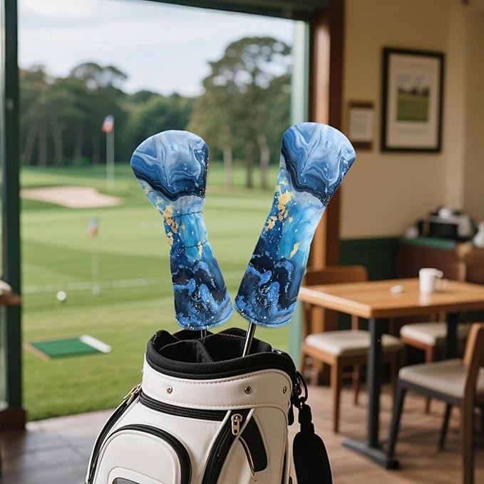 Golf Club Head Covers for Club Protective, Waterproof PU Leather Driver Fairway Wood Hybrid Head Cover