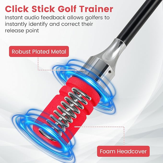 Tangkula Golf Swing Trainer, Click Stick Swing Training Aid for Speed, Flexibility, Balance, Tempo & Strength, Golf Swing Rhythm Correction with Click Sound, Weight Golf Warm-up Practice Tool