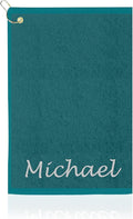 Personalized Passion Golf Towel with Embroidered Name - 16"x26" Custom Golf Towels with Clip - Soft & Highly Absorbent Plush Velour - Easily Wipes Away Sweat and Dirt - Gift for Golfers - Aqua