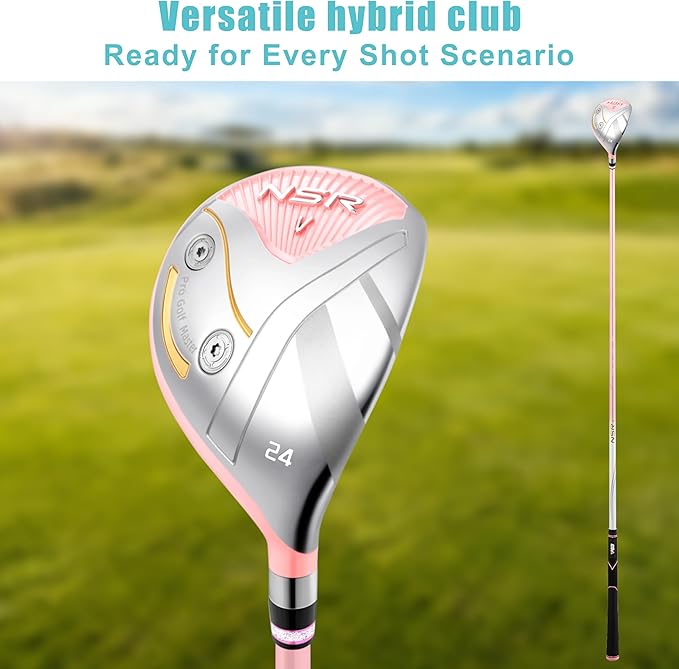 PGM 18 Piece Women's Golf Clubs Full Set for Right Handed, Complete Golf Set for Beginner to Intermediate Golfers with Driver, Woods, Hybrid, Irons, P/S Wedges, Putter, Headcovers and Stand Bag