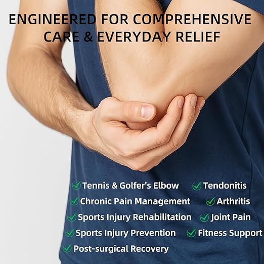Fit Geno Elbow Brace for Tennis & Golfer's Elbow: Adjustable Elbow Strap for Tendonitis Pain Relief with Compression Pad - Support for Sports Men and Women - Forearm 10''-15.5'', 1 Pack