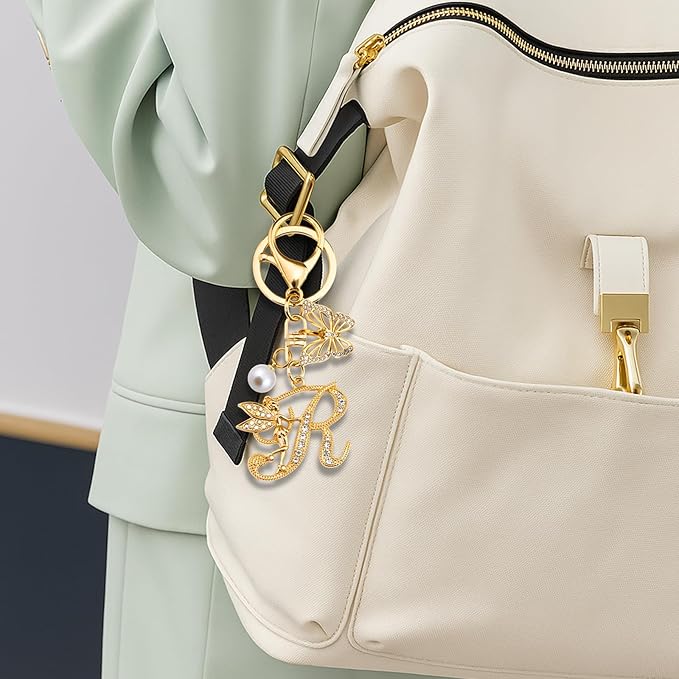 Initial Keychain Bag Charm Women Purse Charms for Handbags Accessories Charm for Wallet Butterfly Pendant for Girls