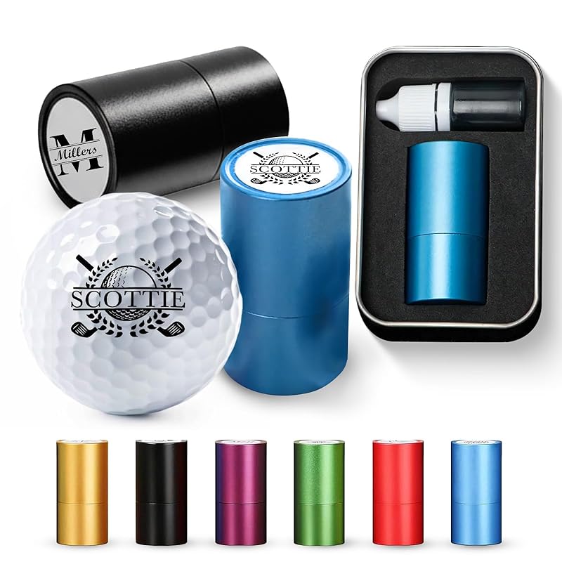 BLEGGEIT Personalized Large Golf Ball Stamp – 20 mm Logo, with Metal Storage Case, Custom Name or Logo, Reusable Golf Ball Marking, Men's Golf Accessories, Gifts for Golf Lovers, Golfers, Dad, Husband