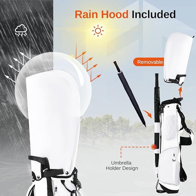 Lightweight Golf Stand Bag, 4-Way Full-Length Dividers, Holds Up to 10 Clubs, 3.7 lbs Golf Bag with Dual Straps & Stand for Driving Range, Par 3, and Standard Courses