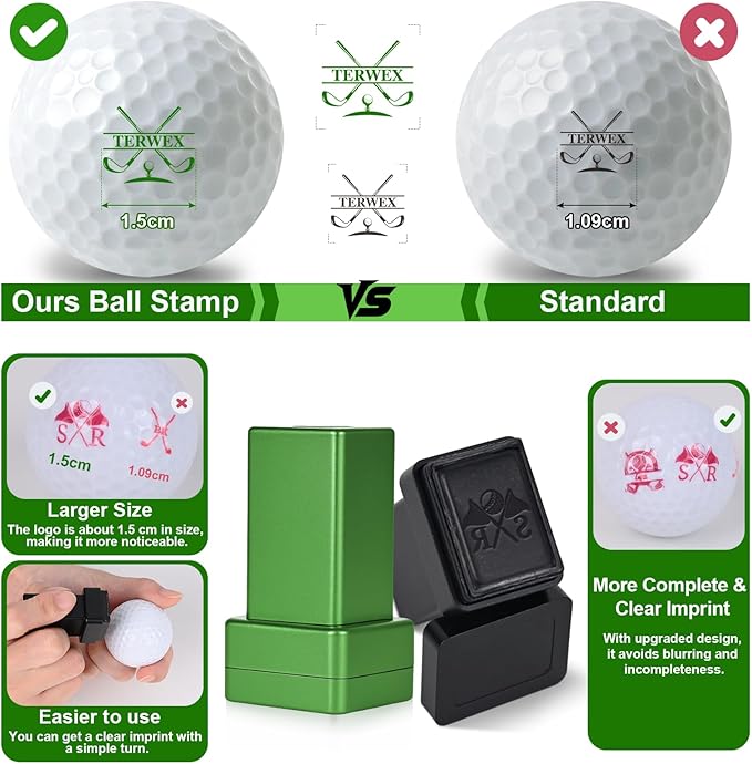 Custom Golf Ball Stamp | Self-Inking Golf Stamp with Magnetic Leather Golf Ball Marker Set | Quick-Dry Permanent Golf Balls Marking Tool | Golf Accessories Birthday for Men Dad