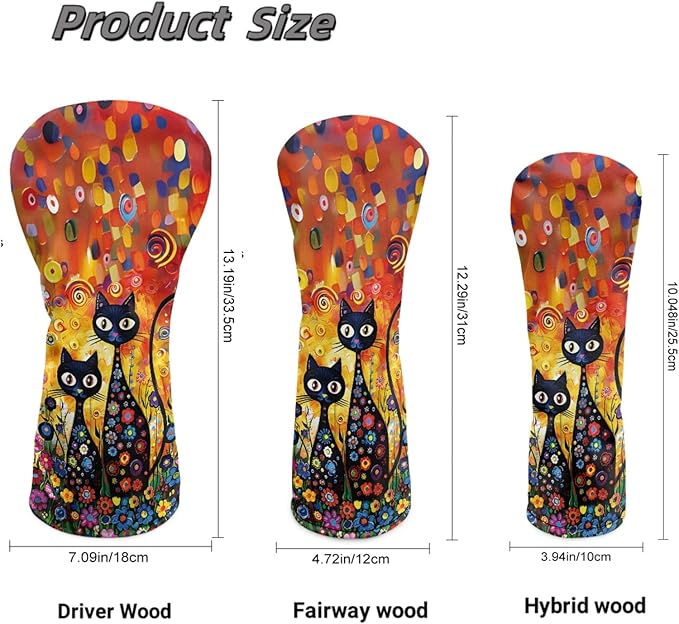 Golf Club Head Covers for Club Protective, Waterproof PU Leather Driver Fairway Wood Hybrid Head Cover