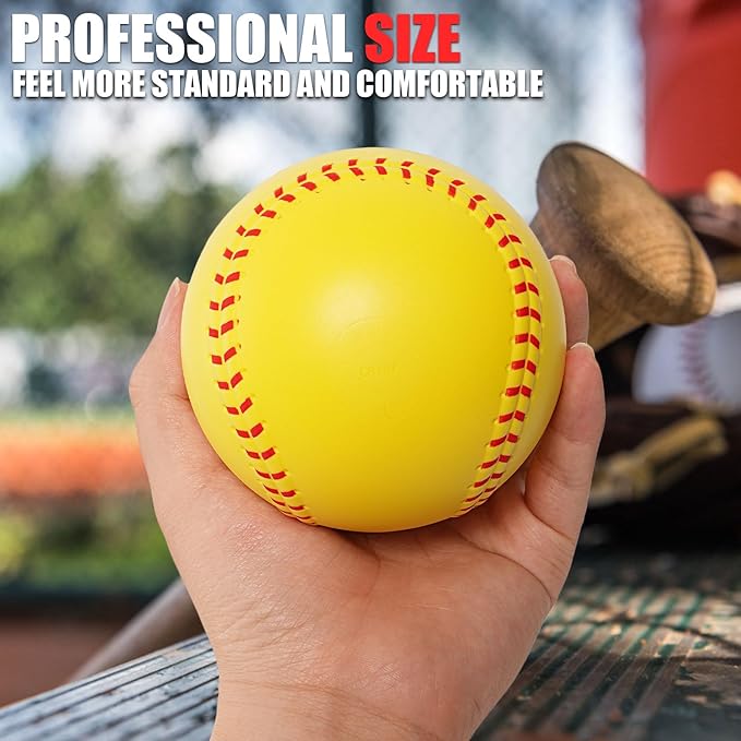 GKK 12Pack Training Ball 12 inch Foam softballs Yellow PU Foam 3.5 oz Lightweight Practice Ball Throwing Hitting for Games, Soft Toss, Batting, Fielding, Hitting, Pitching