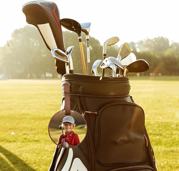 Custom Leather Golf Tee Holder, Personalized Photo Logo Text Golf Bag Tag, Customized Golf Club Luggage Labels, Luxury Gift for Coach, Grandpa, Uncle, Husband, Him