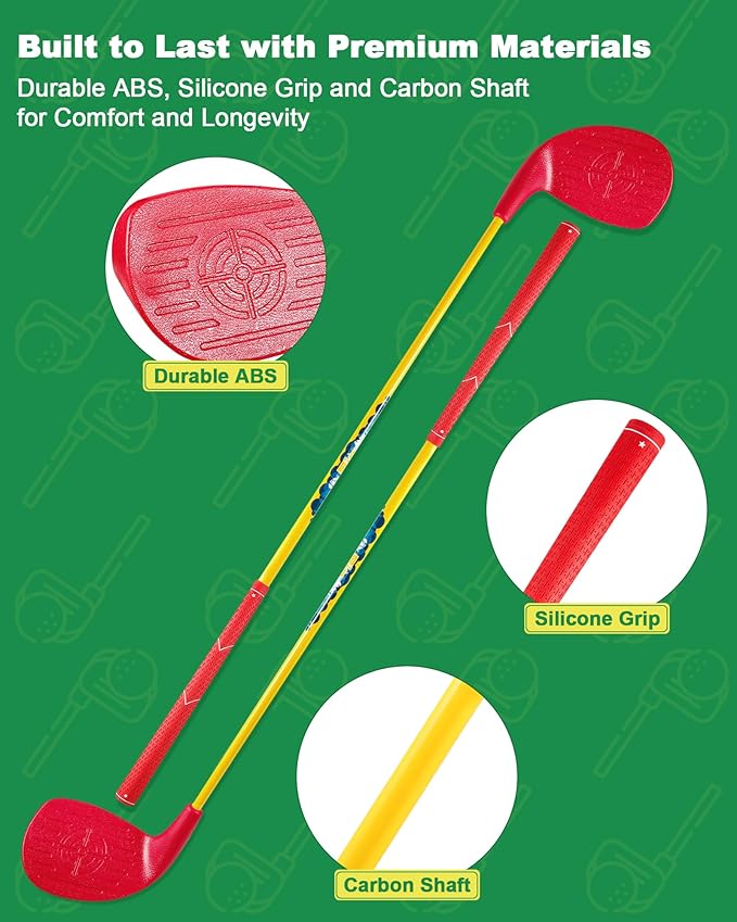 HOTWIND 2 Pack Backyard Golf Game Clubs with 5”x 3.5” Oversize Heads and 36” Lightweight Carbon Shaft for Adults Play Outdoor Golf Yard Game in Grass Parks and Yards Hit Plastic and Foam Balls
