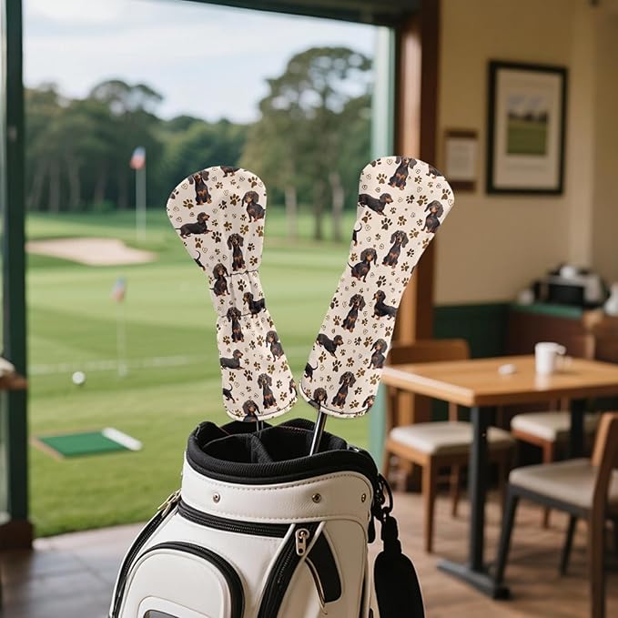 Golf Club Head Covers for Club Protective, Waterproof PU Leather Driver Fairway Wood Hybrid Head Cover