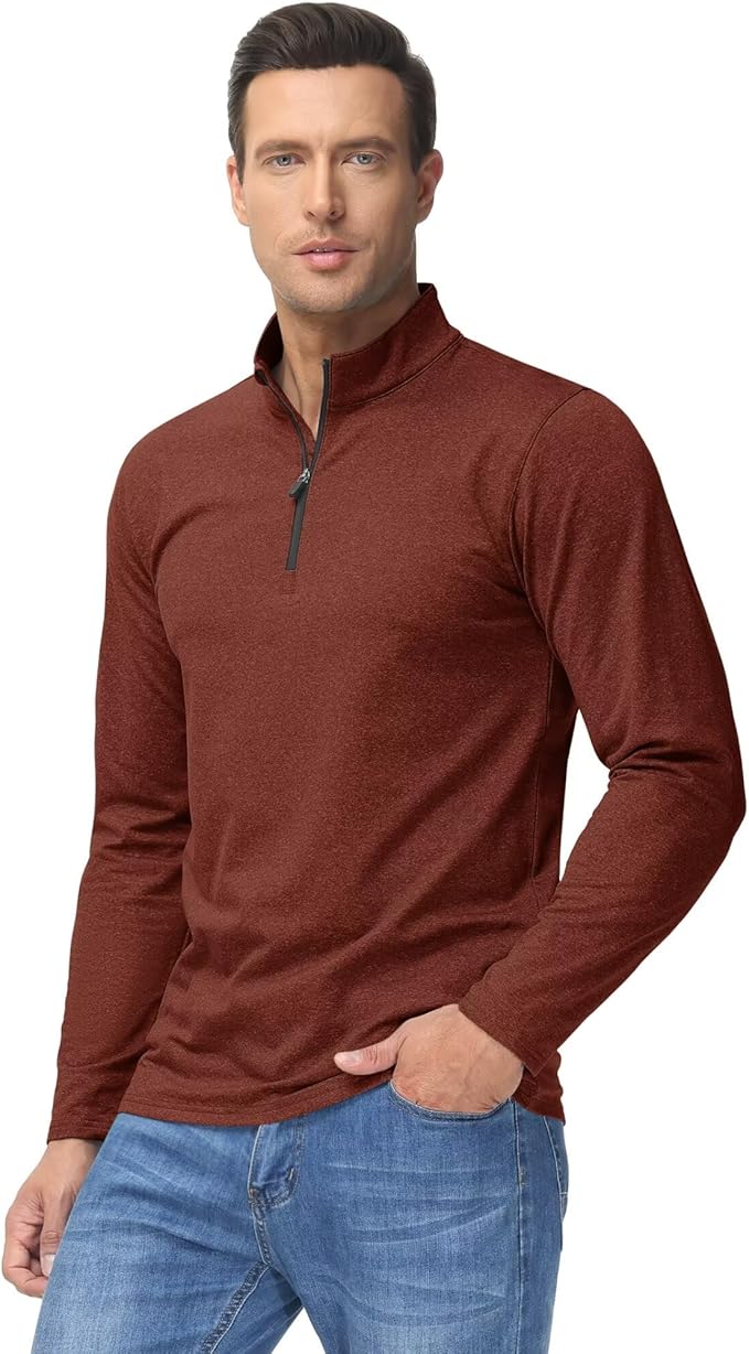Boladeci Men's Quarter Zip Pullover Premium Fleece Lined Heather Long Sleeve Golf Shirts Midweight 1/4 Half Zip Sweatshirts