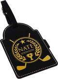 Custom Engraved Golf Luggage and Bag Tag - Personalized Golfing Accessories Gift for Golfer, Mom, Dad, Him, Her (Black with Gold)