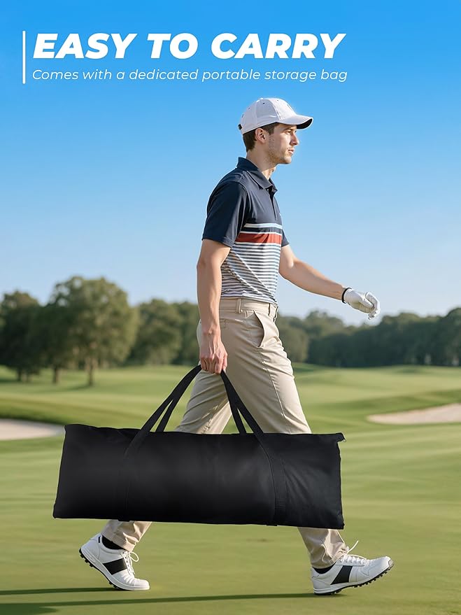 10x7ft Golf Hitting Net with Built in Side Barriers, Heavy Duty Practice Net for Driving Swing Chipping Home Simulator Training, Portable Training Aid with Carry Bag