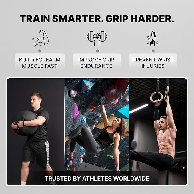 DMoose Fitness Forearm Strengthener & Wrist Roller - 2 in 1 Arm Exerciser with Non-Slip Premium Grip, Durable Nylon Rope - Helps with Elbow Tendonitis, Wrist Recovery & Strength Training (Patented)