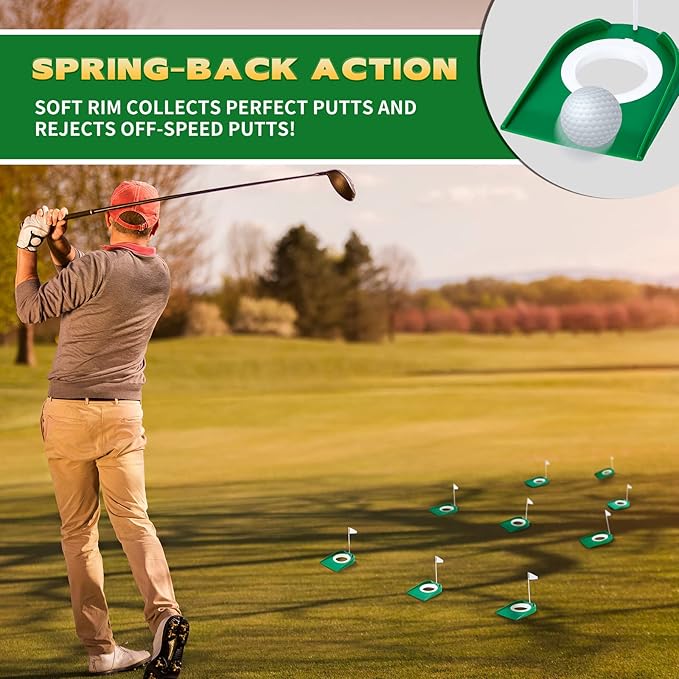 Sotiff Golf Putting Practice Cup Hole Training Aids Golf Accessories Training Putters with Plastic Flag for Adult Green Office Garage Yard Indoor Outdoor Practice(White)