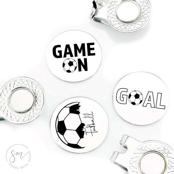 Soccor Golf Ball Markers Set of 3 – Game On, Soccor Ball, Goal with Ball-Golf Ball Markers Valentines Day Christmas Birthday Love Golf FBA-SOCCOR-3-GOLF
