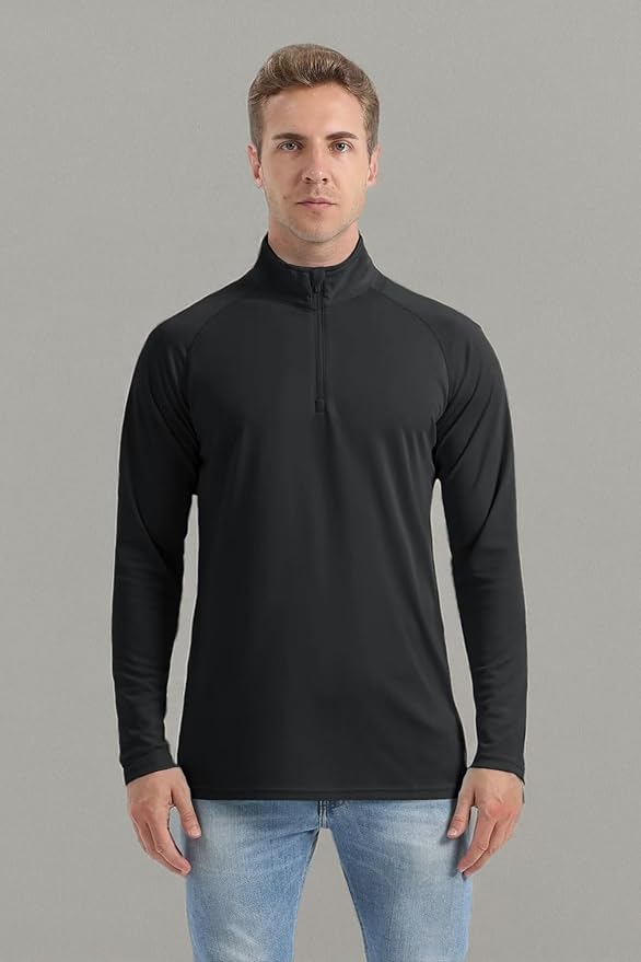 Boladeci Men's UPF 50+ Sun Shirts 1/4 Zip Long Sleeve SPF UV Protection Lightweight Quick Dry Quarter Zip Golf Shirts