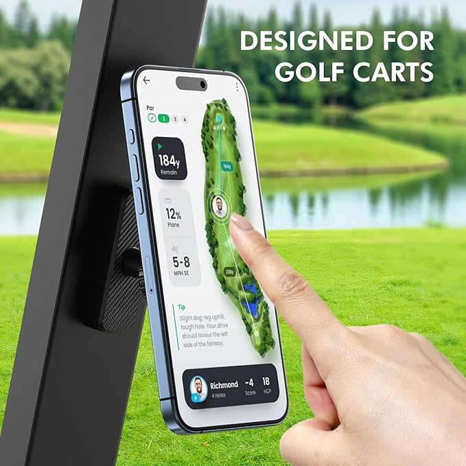 Magnetic Golf Cart Phone Holder, Phone Mount Holder Compatible with MagSafe iPhone/Galaxy/Smartphones, Golf Cart Accessories for EZGO Club Car Yamaha Icon, Gift for Men Women