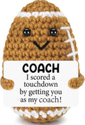 BiuNiuring Funny Handmade Crochet Football Doll Coach Gift – Unique Appreciation & Thank You Gift for Coach, Desk Decoration for Sports Enthusiasts and Football Lovers