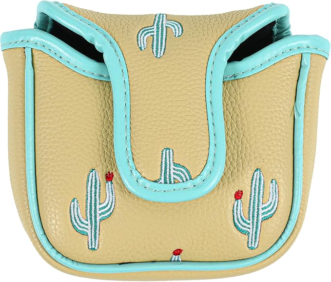 Golf Club Headcover, Premium Leather Embroidery Mallet Putter Cover Blade Head Covers, Stylish Golf Accessories, Great Golf Gifts for Men and Women Golfers