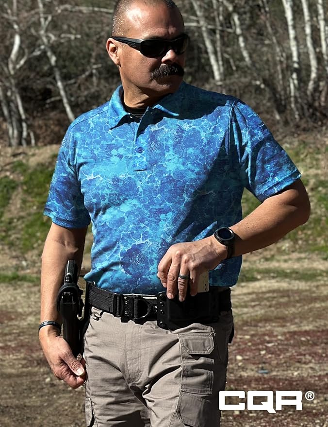 CQR Men's Polo Shirts, Tactical Short Sleeve Golf Performance Shirts, Lightweight Dry Fit UPF 50+ Pique