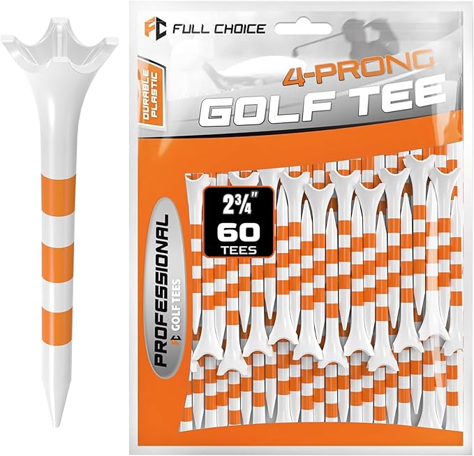 Professional Plastic Golf Tees 100 Pack (3-1/4" or 2-3/4"), Enhanced Durability & Stability, Engineered to Minimize Friction and Side Spin