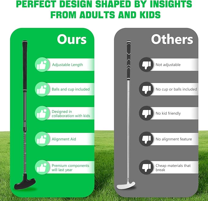 Golf Putter, Golf Clubs for Men & Women, Mini Putter, Club Golf Set, Bucket Golf Game, Two-Way Putters Includes Ball, Cup with Flag