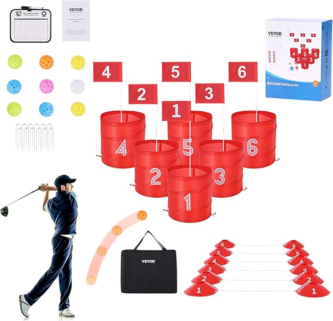 VEVOR Backyard Golf Game, 6 Hole Golf Course, Golf Practice Games, Golf Chipping Game for Family, Adults and Kids, Portable Outdoor Yard Golf Game for Lawn, Yard, Camping, Park, Beach