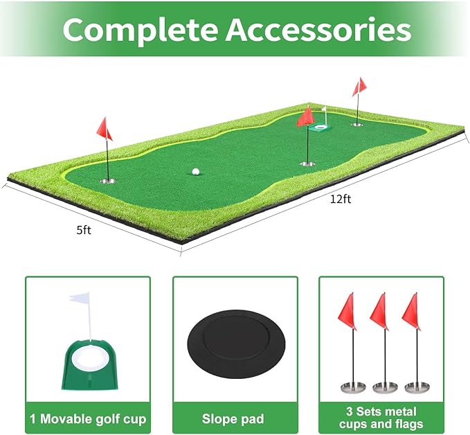Golf Putting Green, Professional Large Practice Putting Mat for Outdoor & Indoor Putt Trainning