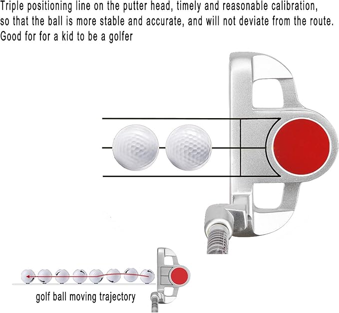 Junior Golf Putter Stainless Steel Kids Putter Right Handed 3 Sizes to Choose Freely for Kids Ages 3-5 6-8 9-12