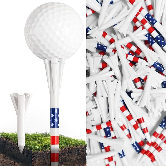 FINGER TEN Unbreakable Golf Tees Plastic 80 3 1/4" or 2 3/4" Driver Tees with 20 1 1/2" Iron Tees Assorted Pack, Low Resistance & Consistent Height Long Short Tees with Bright Colors