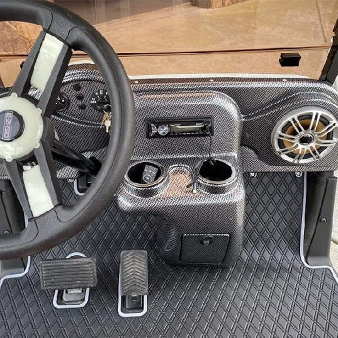 Xtreme Mats EZGO RXV Golf Cart Mat, Full Coverage Golf Cart Floor Liner Mat - Only Fits EZGO RXV (2008-2022) & 2Five (2009+) - Black with Grey Trim