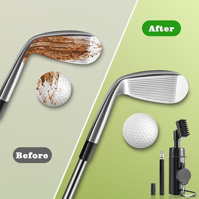Pro Golf Club Cleaner Brush with Golf Groove Sharpener Tool Suitable for U & V-Grooves 8 Inches Golf Water Brush with Retractable Clip Hold 5oz of Water Perfect Golf Accessories for Men/Women