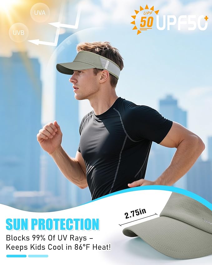 Sports Sun Visor Hats for Women Men Lightweight Breathable Cooling Stretchy Visors Foldable UPF 50+ for Running Tennis Golf