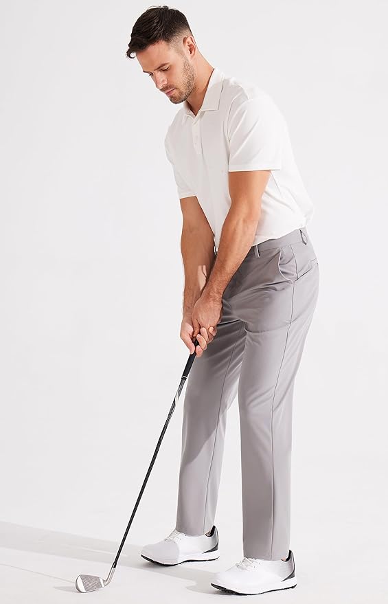 Libin Men's Golf Pants Classic Fit Flat Front Work Dress Pants 29" 31" 33" Stretch Casual Pants Lightweight with Pockets