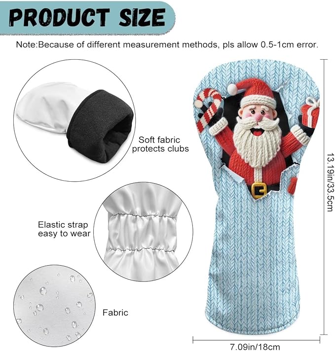 Golf Club Head Covers for Club Protective, Waterproof PU Leather Driver Fairway Wood Hybrid Head Cover